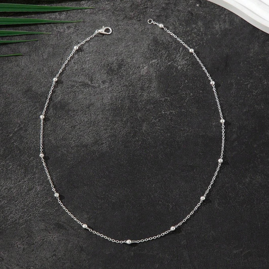 Delicate Silver Beaded Chain Necklace Stornfield