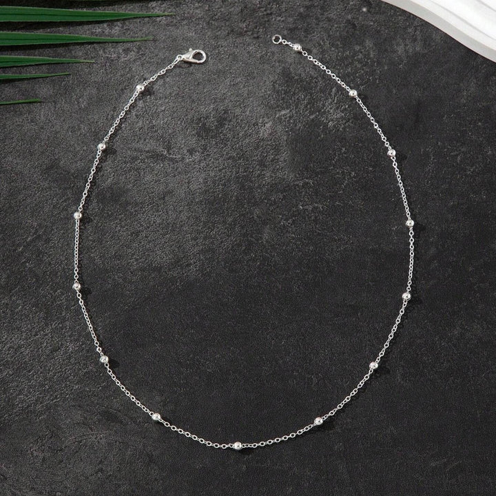 Delicate Silver Beaded Chain Necklace Stornfield