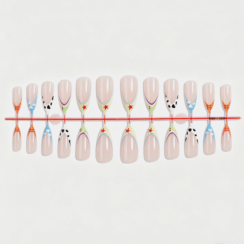 Acrylic nail set with individual designs and various color accents Stornfield