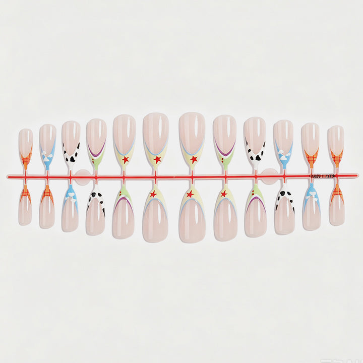 Acrylic nail set with individual designs and various color accents Stornfield