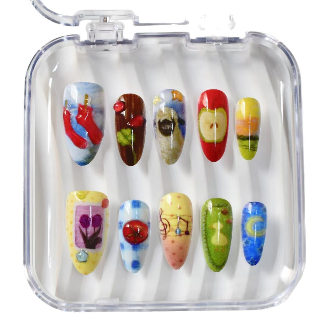 Artistic Ocean-Themed Press-On Nail Art Stornfield