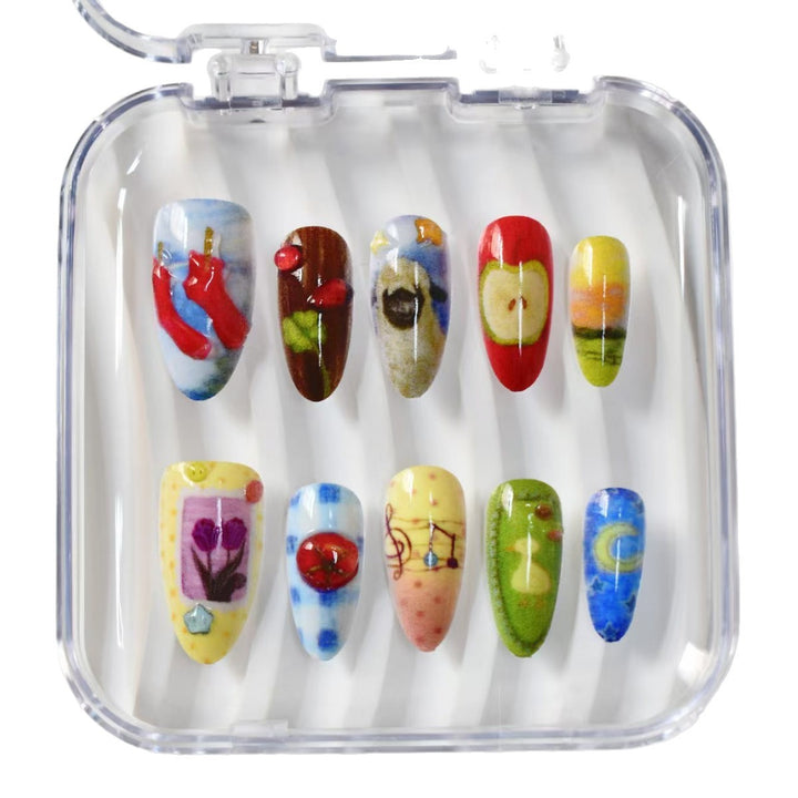 Artistic Ocean-Themed Press-On Nail Art Stornfield