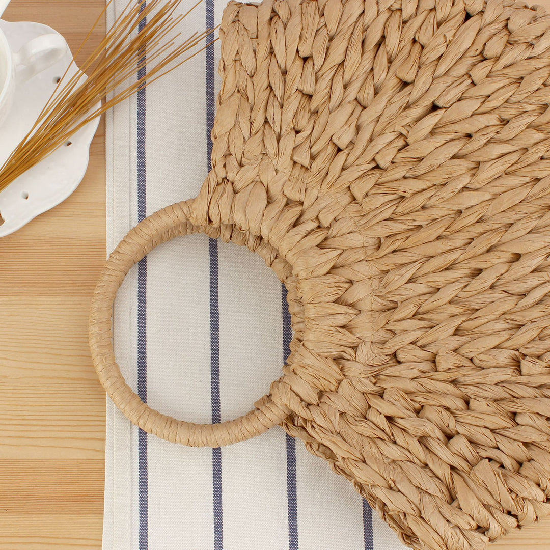 Handbag Made of Natural Bast with Creative Round Handle Stornfield