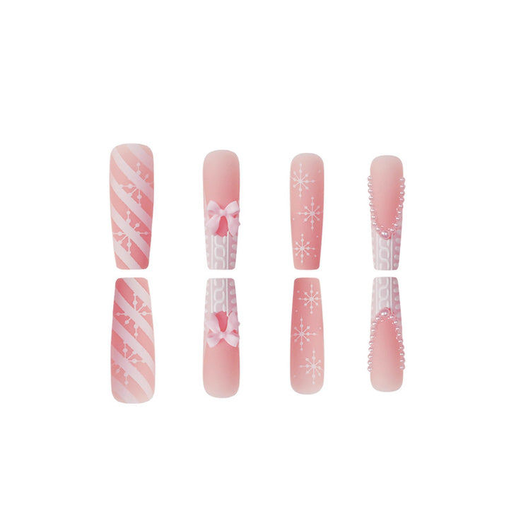 Decorative Press-On Nail Art with Pearl and Bow Accents Stornfield
