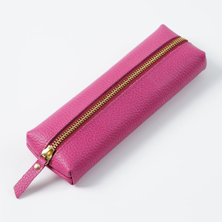 Premium Leather Pencil Case with Gold Zipper