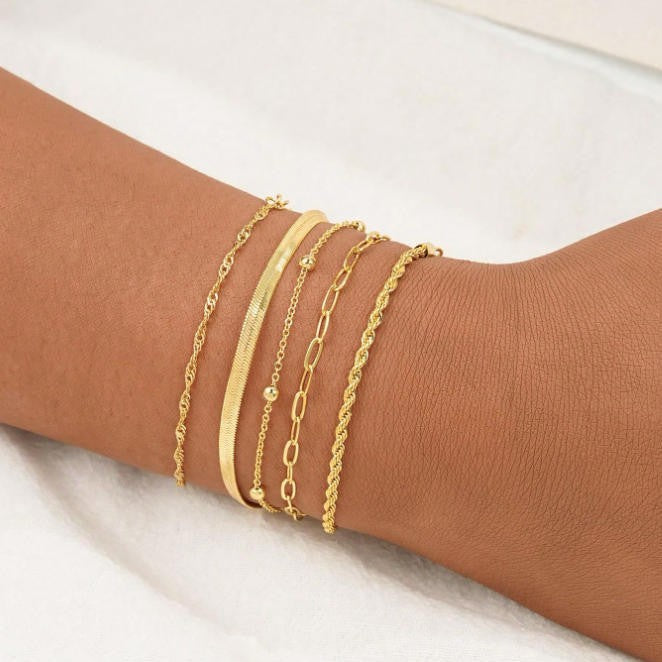 Layered Silver Chain Bracelet Set Stornfield