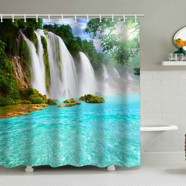 Scenic Waterfall Print Shower Curtain Stornfield