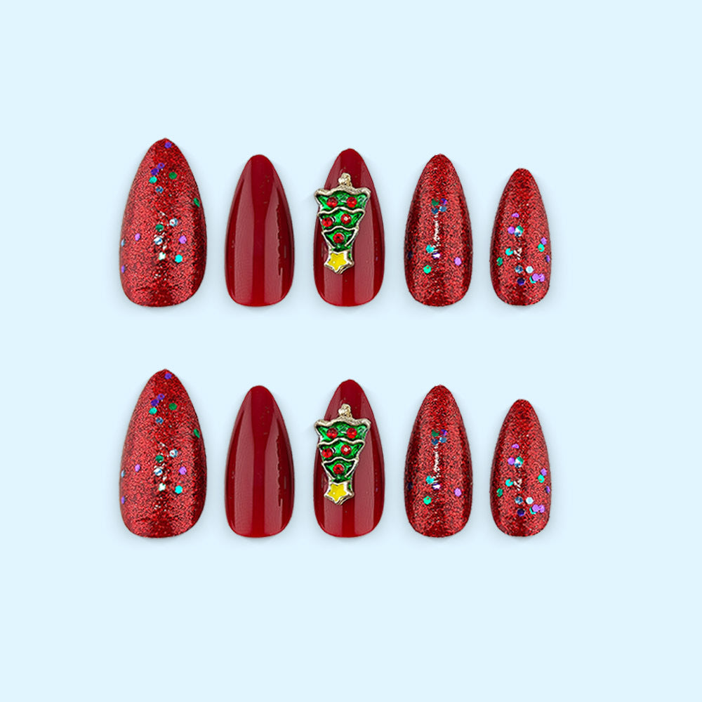 Festive artificial nails with Christmas tree design Stornfield