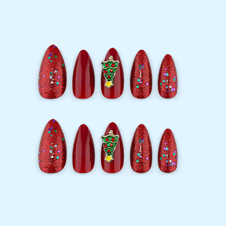 Festive artificial nails with Christmas tree design Stornfield