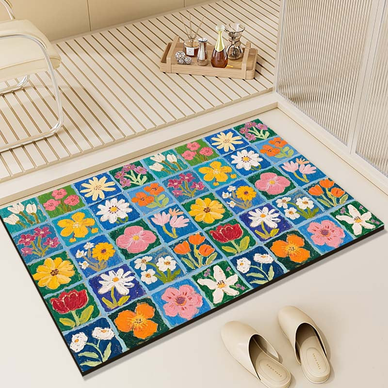 Floral Patterned Multi-Functional Floor Mat