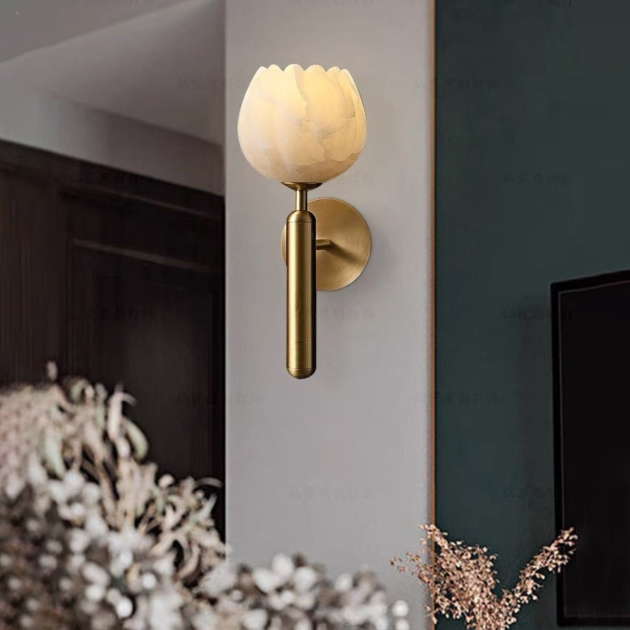 Modern Minimalist Wall Sconce with Marble Accent