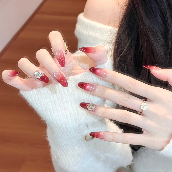 Ombre Press-On Nail Set with Crystal Accents Stornfield