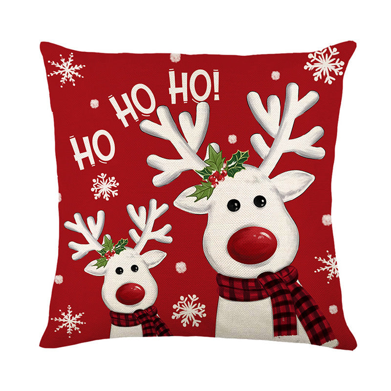 Festive Buffalo-Check Santa Portrait Decorative Cushion Cover with Concealed Zipper