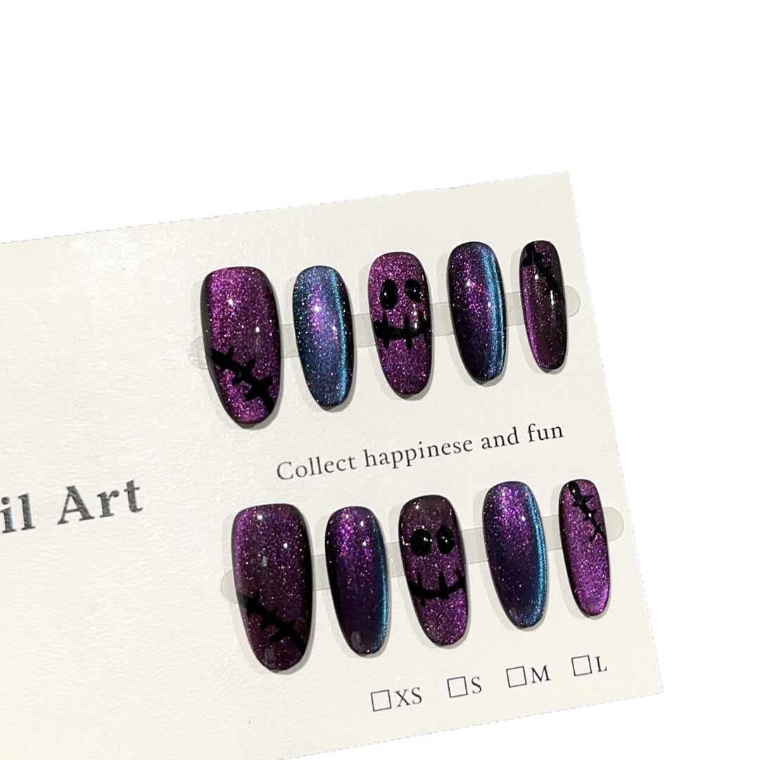 Halloween-Themed Glittering Press-On Nail Art Set