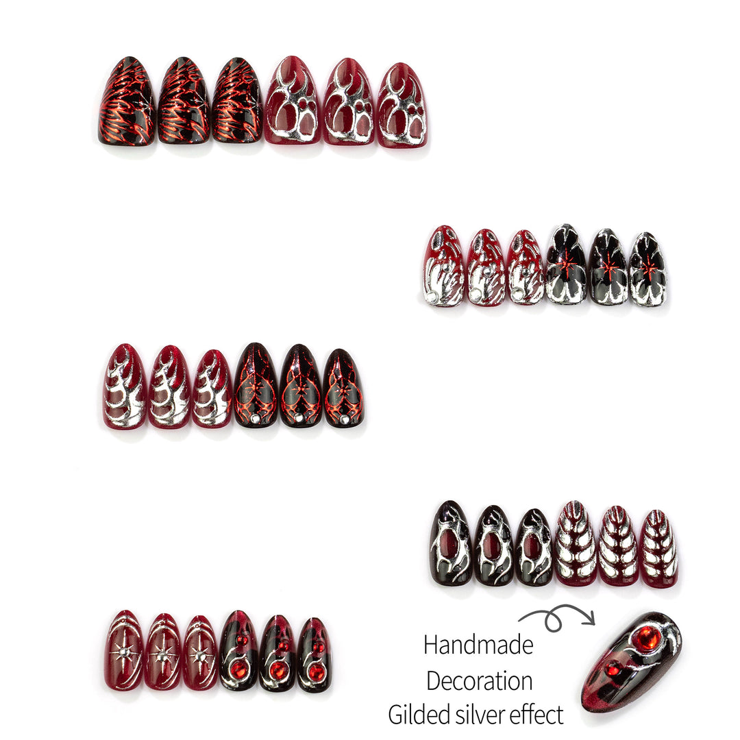 Gothic-Inspired Decorative Press-On Nail Art Set