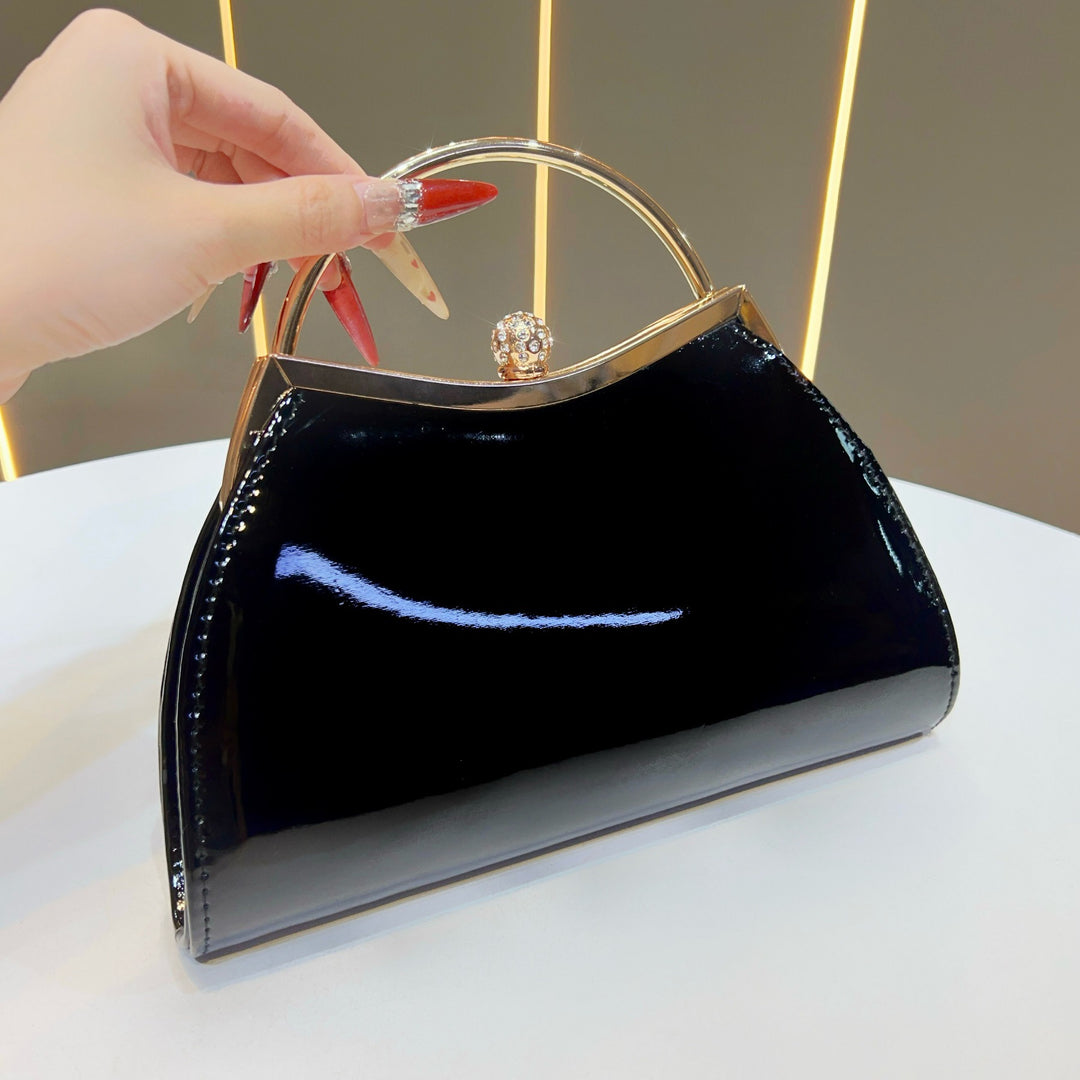 Vintage-Inspired Patent Leather Handbag
