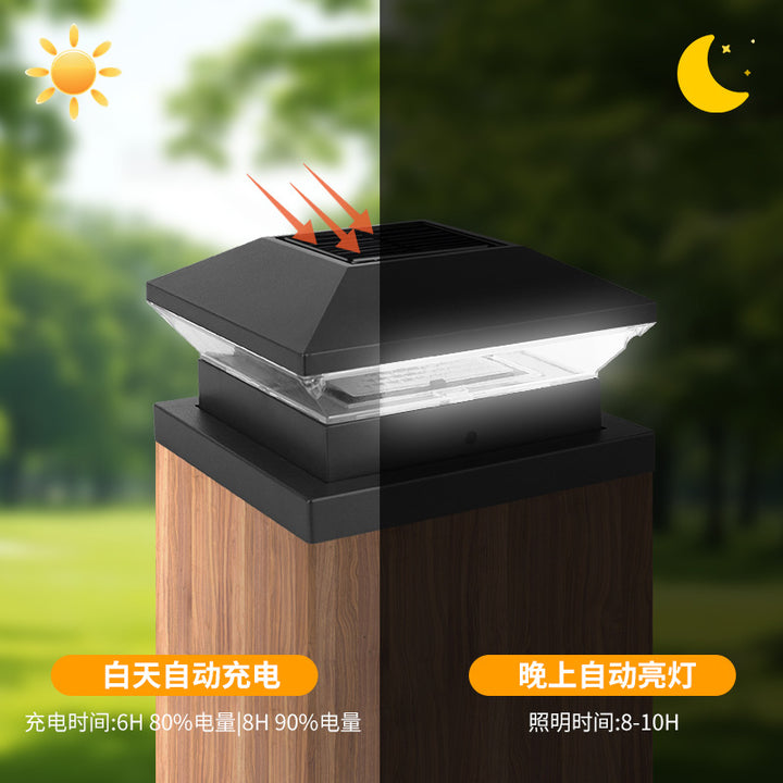 Decorative Solar LED Square Fence Post Cap With Lattice Pattern And Dual-Mode Warm And Cool Lighting Stornfield