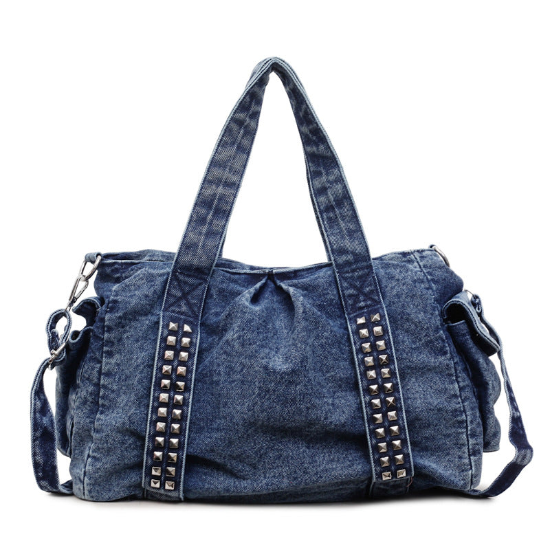 Distressed Denim Weekender Bag