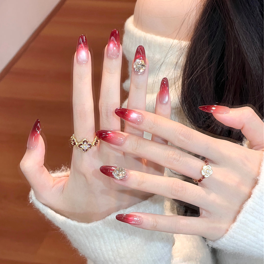 Ombre Press-On Nail Set with Crystal Accents Stornfield