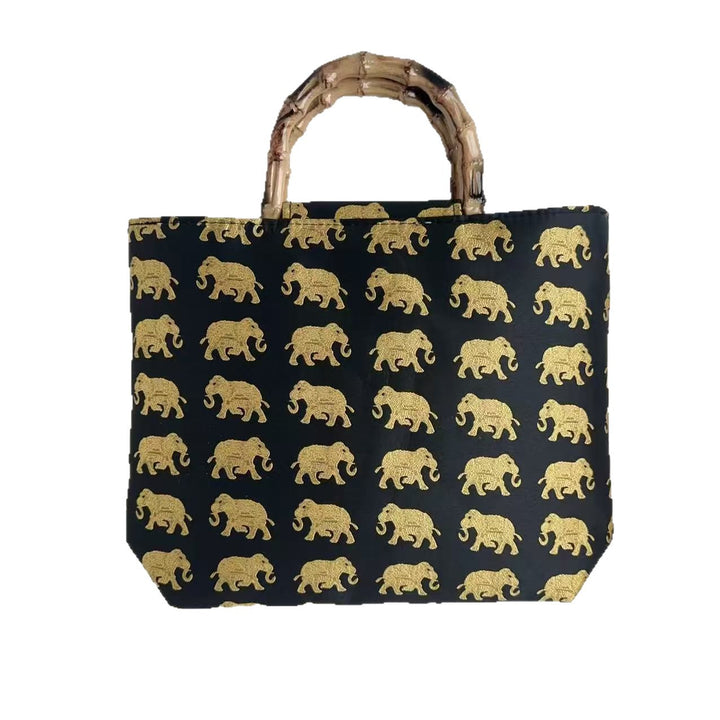 Stylish cotton bag with bamboo handles Stornfield