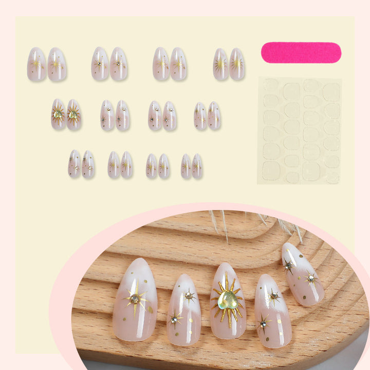 Acrylic nail set with sparkling star and glitter designs Stornfield
