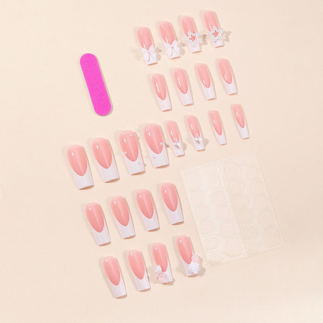 Artificial nail set with floral 3D decorations and elegant details Stornfield
