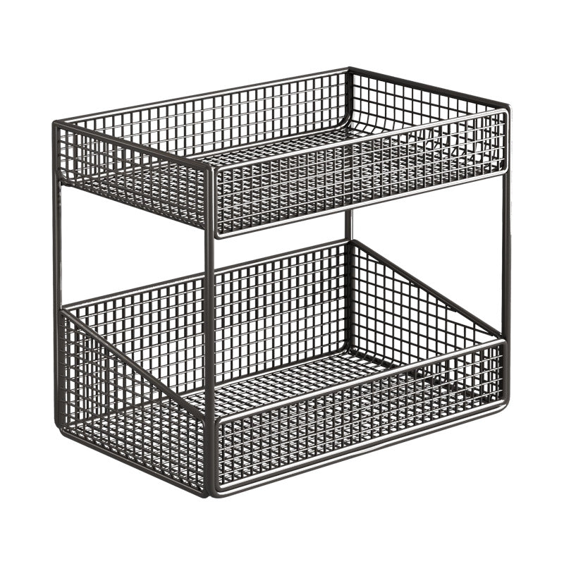 Compact Three-Tier Wire-Mesh Countertop Canister & Spice Organizer