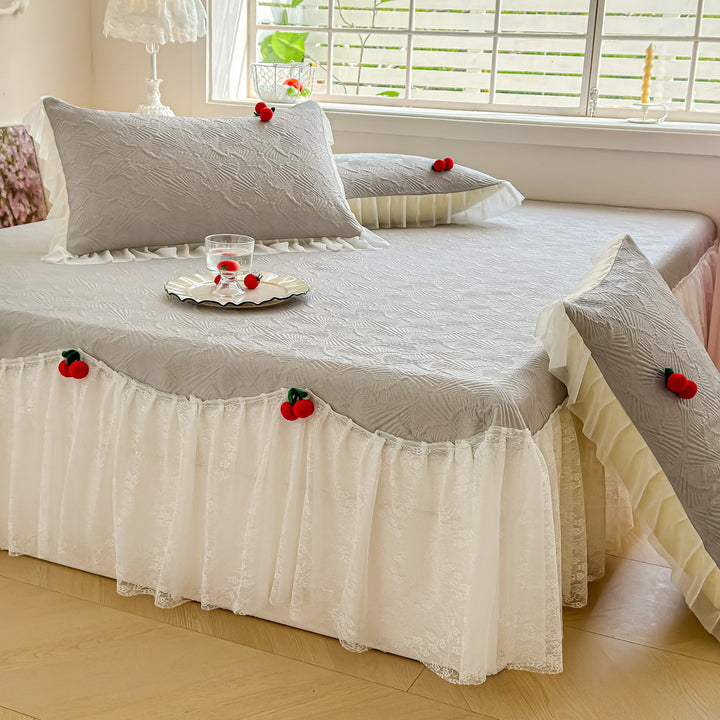 Women's bedspread with playful ruffle design and elegant texture Stornfield