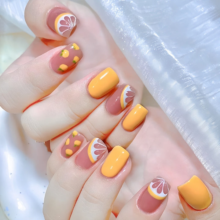 Artificial Nail Set with Fruity Lemon Design Stornfield