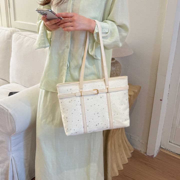 Star-Patterned Canvas Tote Bag