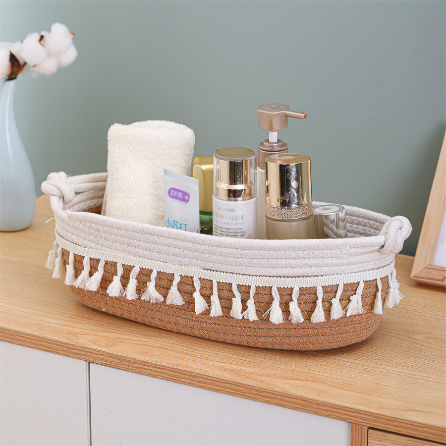 Women Versatile Storage Basket with Tassel Decoration Stornfield