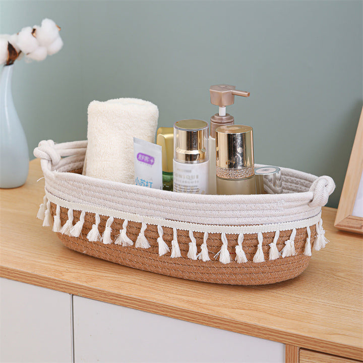 Women Versatile Storage Basket with Tassel Decoration Stornfield