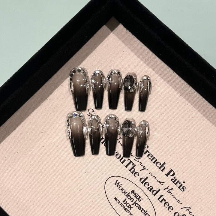 Elegant Stiletto Press-On Nail Set with Crystal Accents