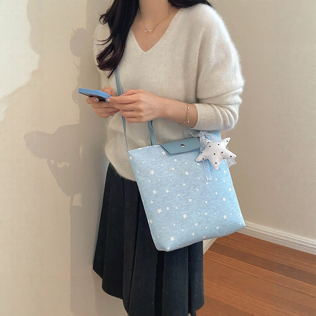 Casual Star-Patterned Tote Bag