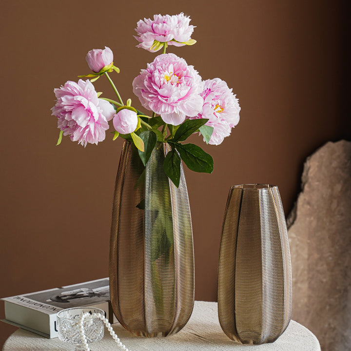 Decorative glass vase with ribbed structure Stornfield