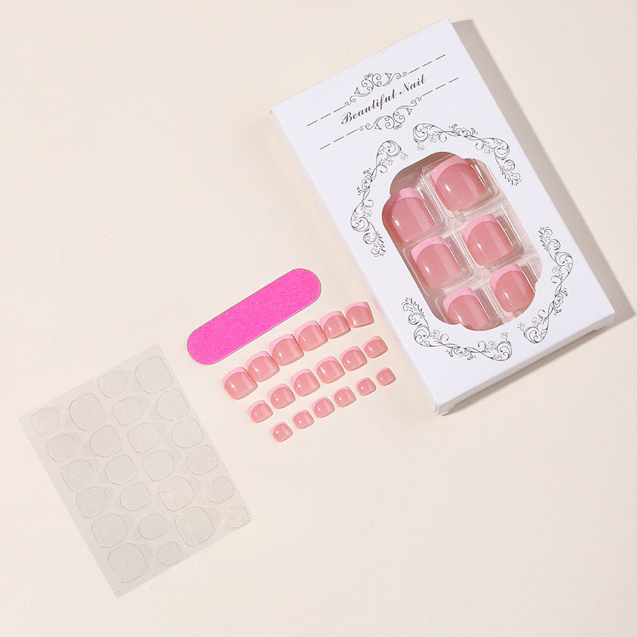 Nail art set with elegant French design and glitter accents Stornfield