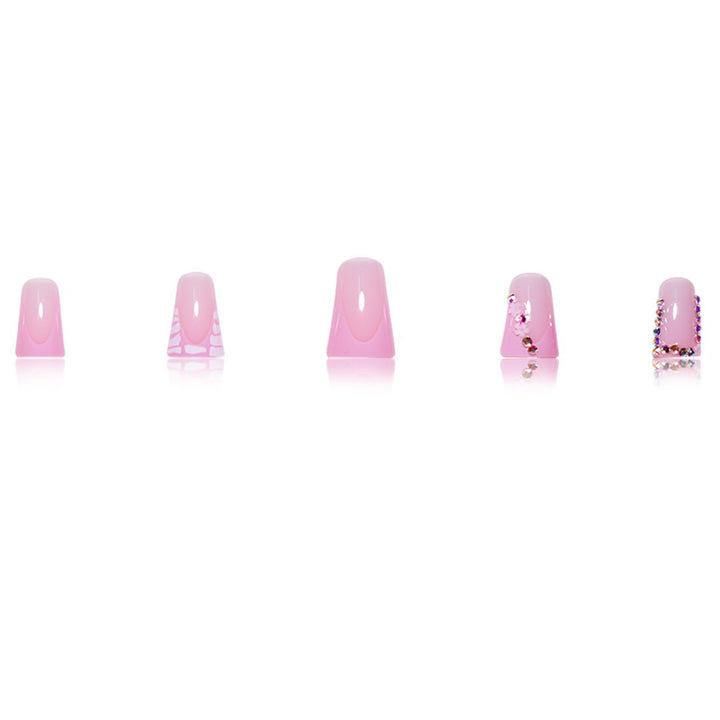Glamorous Acrylic Press-On Nail Extensions with Decorative Rhinestones Stornfield