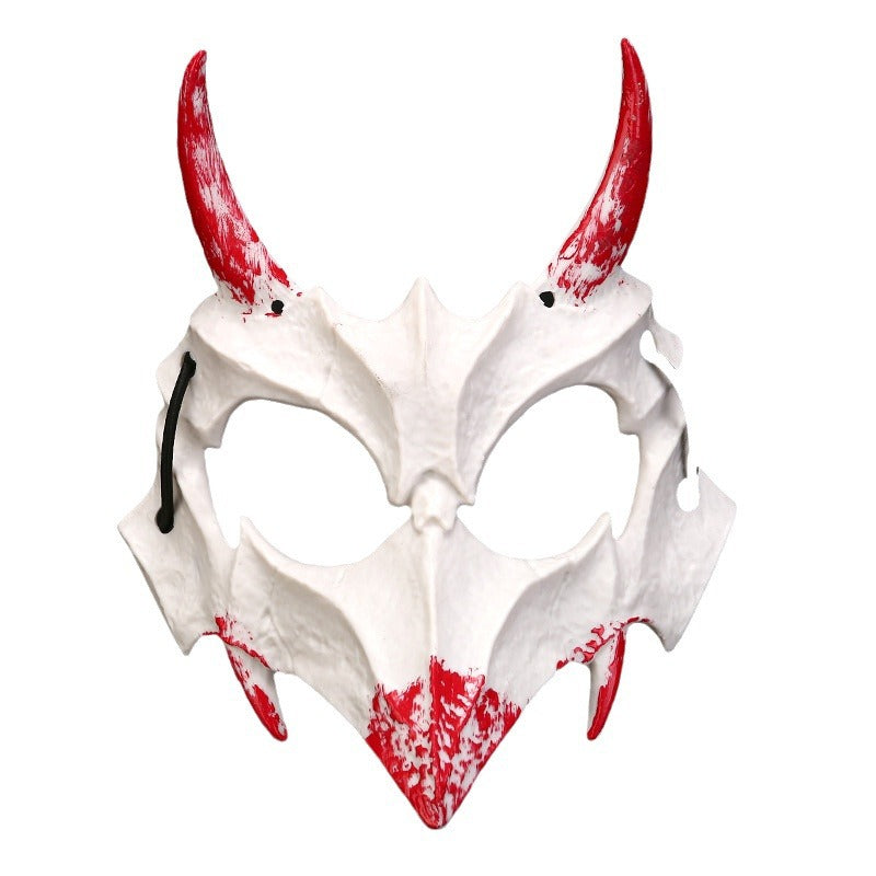 Half-face mask with flashing vampire teeth and adjustable rubber band