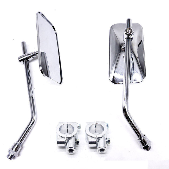 adjustable chrome motorcycle handlebar rearview mirrors with universal clamp mounts Stornfield