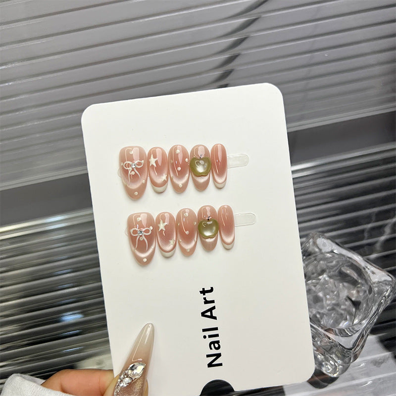 Decorative Press-On Nail Art Set with Floral and Heart Accents