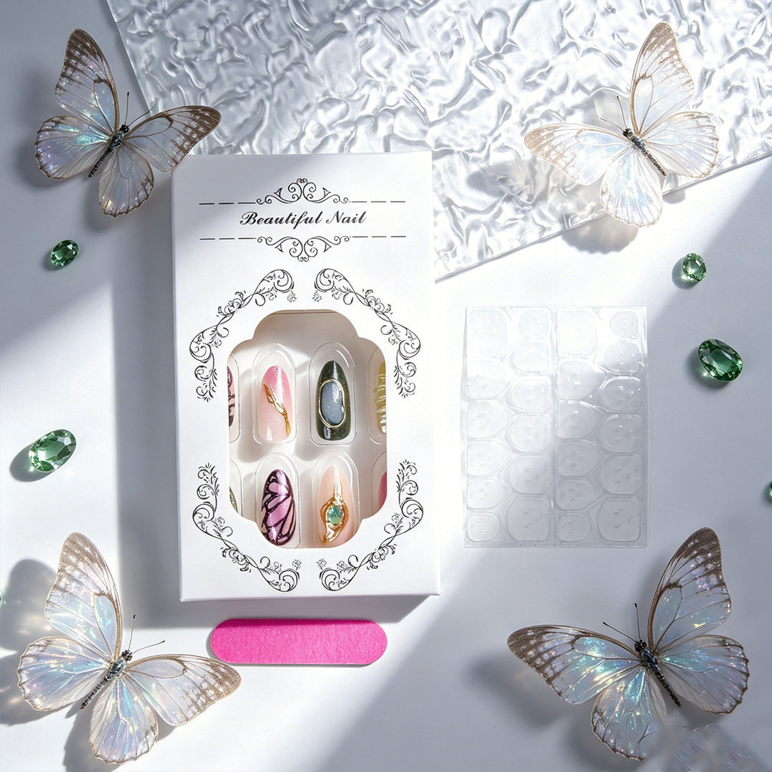 Glamorous artificial nails set with delicate designs Stornfield