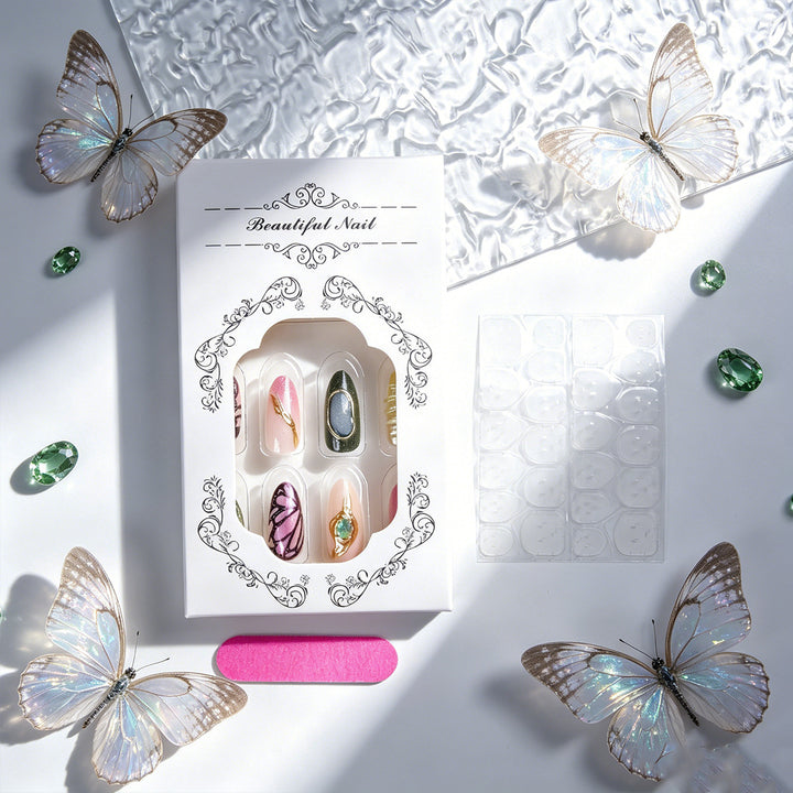 Glamorous artificial nails set with delicate designs Stornfield