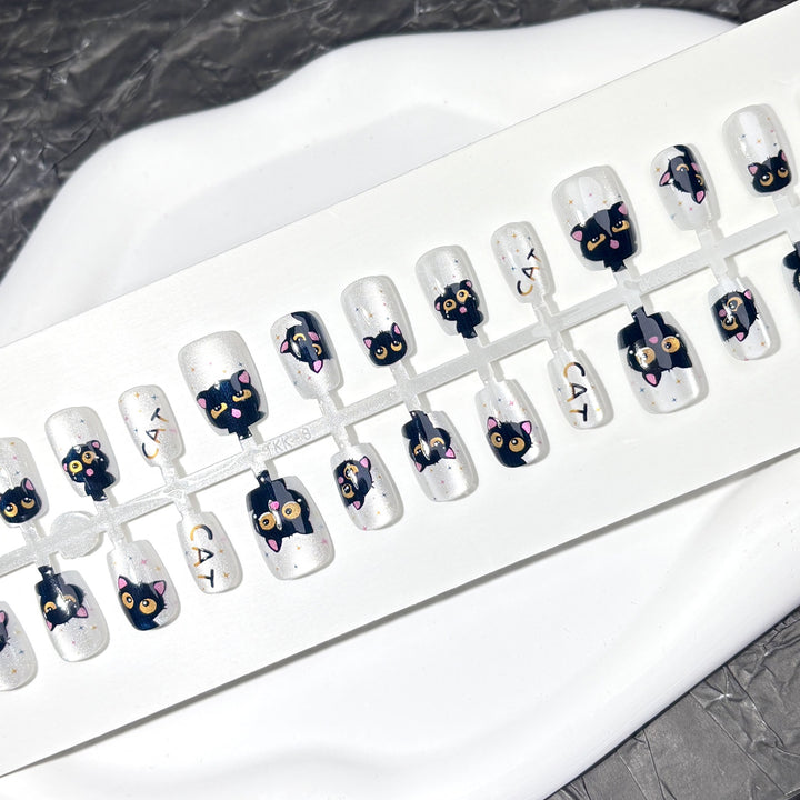 Cat-Themed Press-On Nail Set
