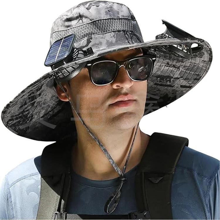sun hat with solar-powered fan and wide brim Stornfield
