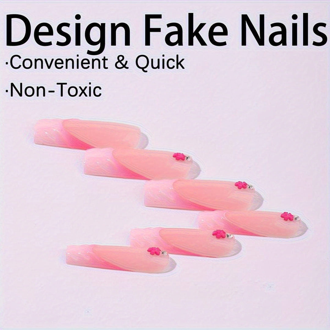Artificial nail set with floral 3D design and glittering accents Stornfield