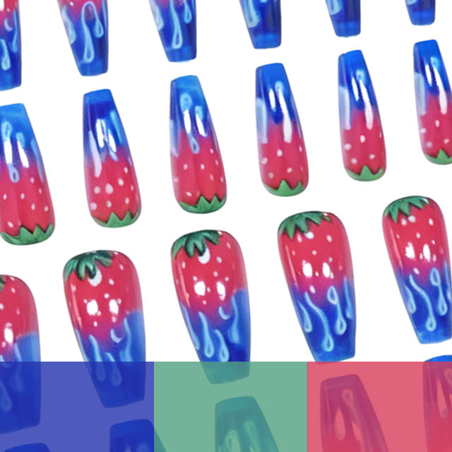 Strawberry-Inspired Acrylic Nail Art Extensions Stornfield