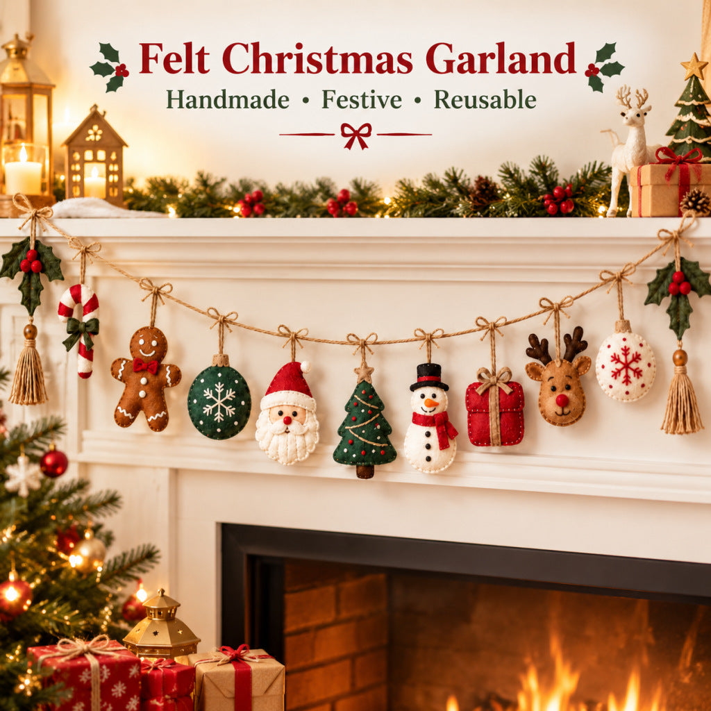 Festive Handmade Felt Christmas Garland