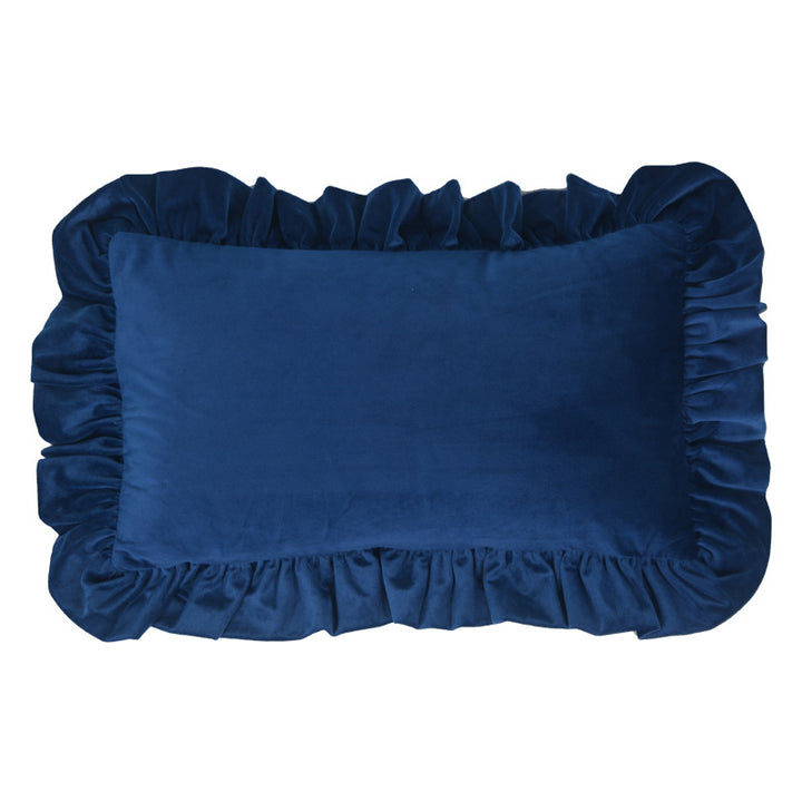 Plush Velvet Ruffled Rectangular Pillow Sham with Hidden Zipper