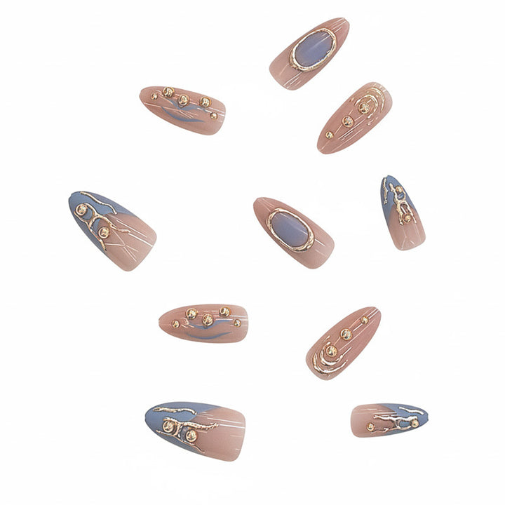 Artistic Metallic Press-On Nail Set Stornfield