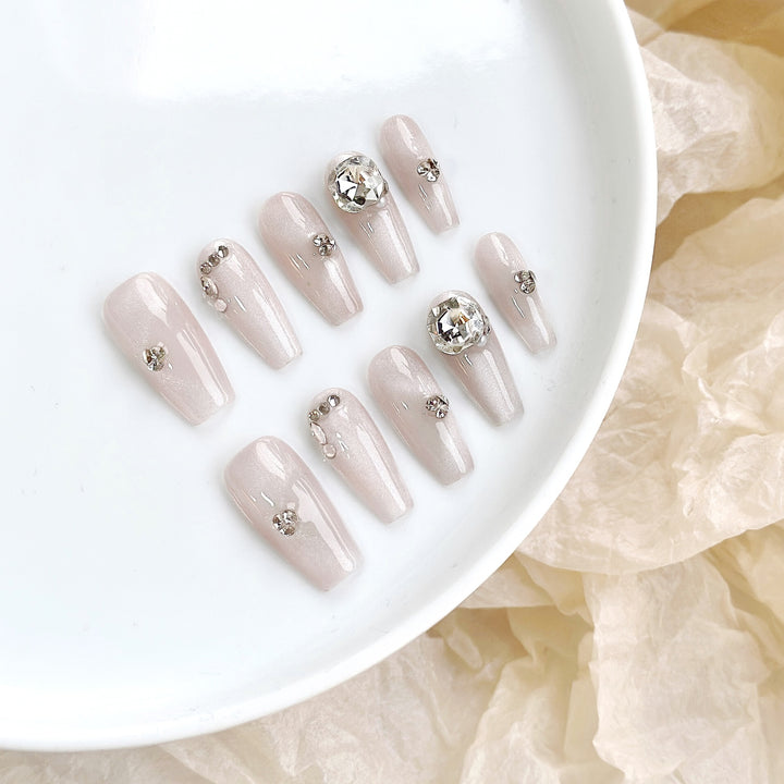 Premium Nail Art Set with Handcrafted Rhinestone Accents